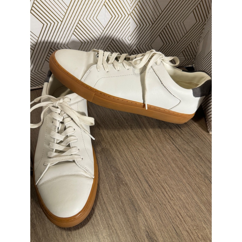 Nordstrom Jace sneakers Mens White Leather Gum Sole Low Top 9.5M